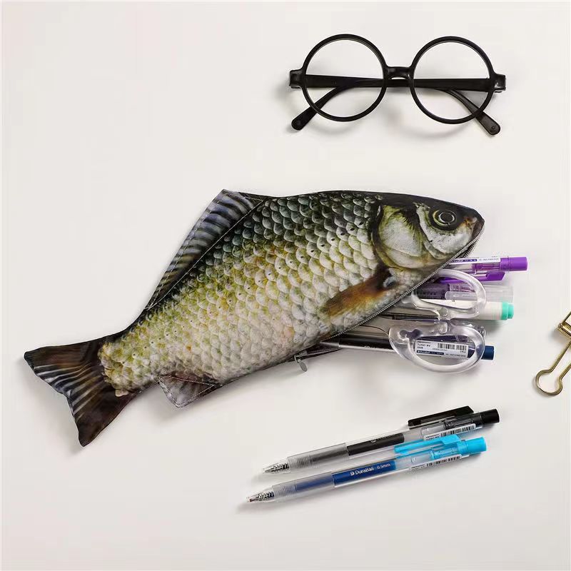 2022 크리 에이 티브 시뮬레이션 소금에 절인 생선 연필 케이스 대용량 연필 파우치 가방 재미 있은 학교 연필 케이스 편지지 용품
